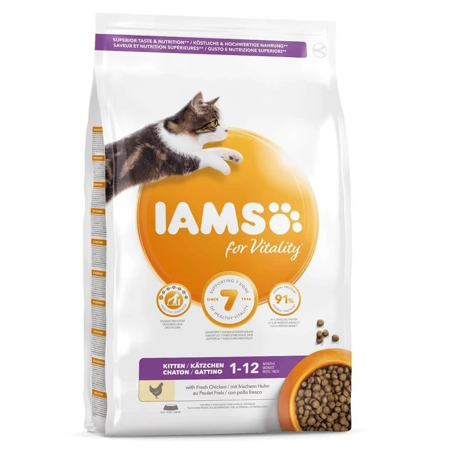 IAMS Vitality Croquettes Pour Chaton Au Poulet 10 Kg 3 IAMS Vitality Croquettes Pour Chaton Au Poulet 10 Kg